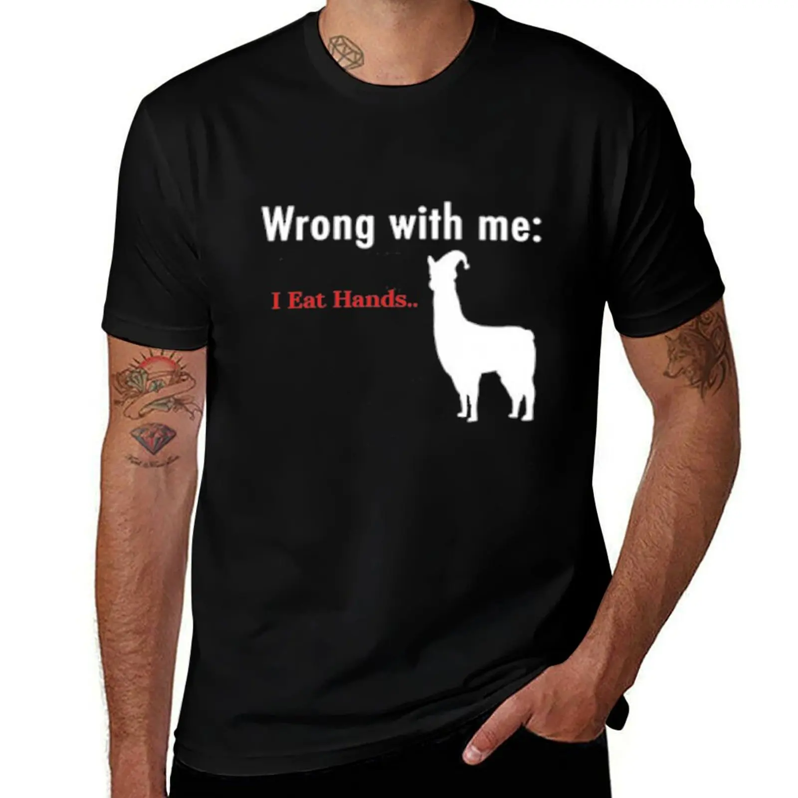 Llamas With Hats - I Eat Hands T-Shirt Casual Simple Design Short Sleeve Shirt