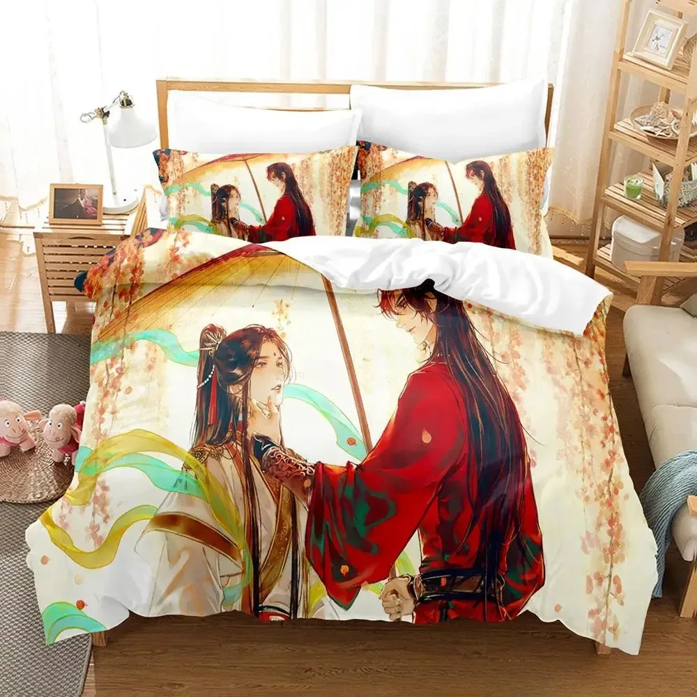 

Heaven Official's Blessing Tian Guan Ci Fu Bedding Set Cartoon Anime three-piece Set Adult Kid Bedroom Duvetcover Sets 3D Kawaii