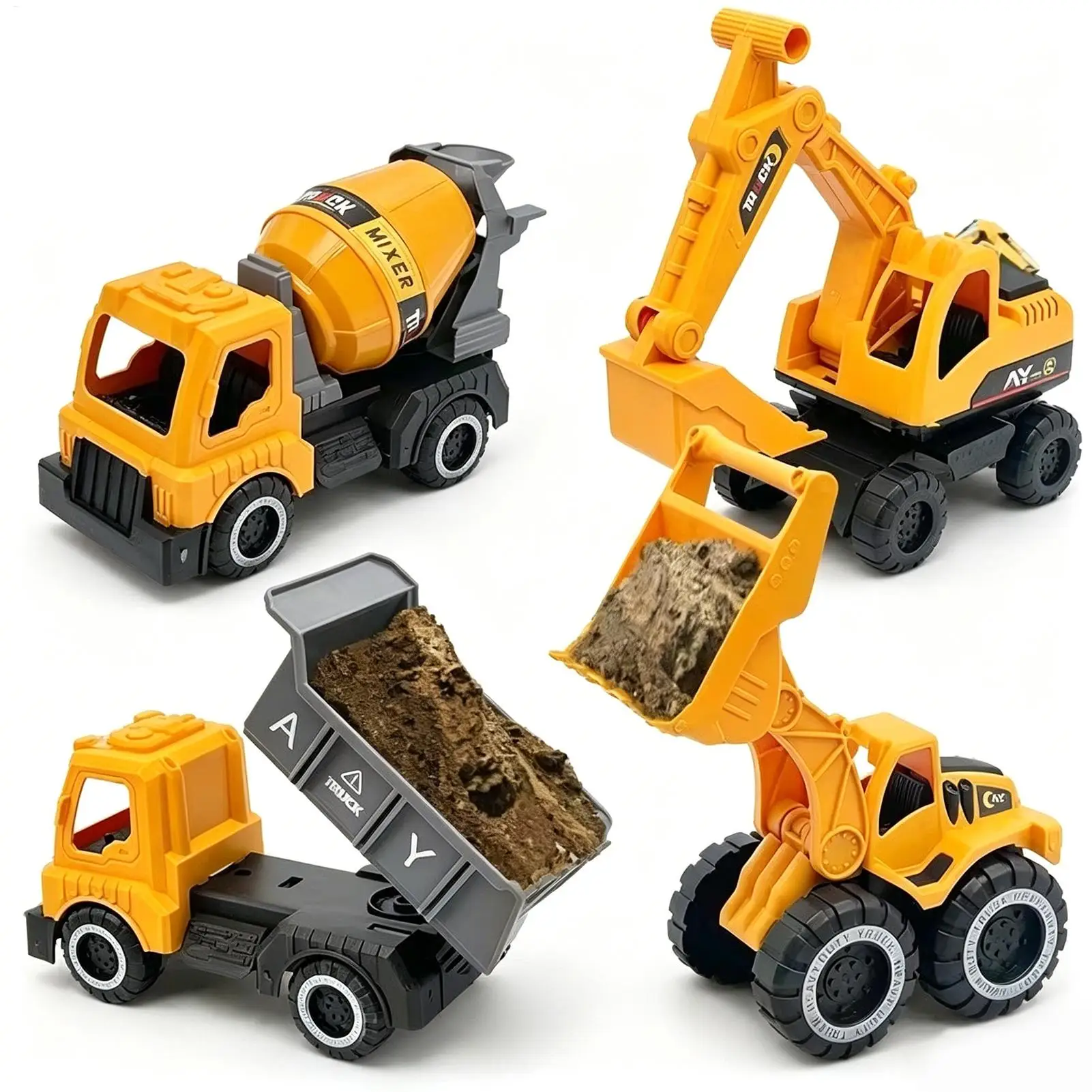 Ensemble de 4 jouets de construction pour enfants, véhicules de plage pour le sable avec bulldozer et camion benne, cadeau pour garçons et filles