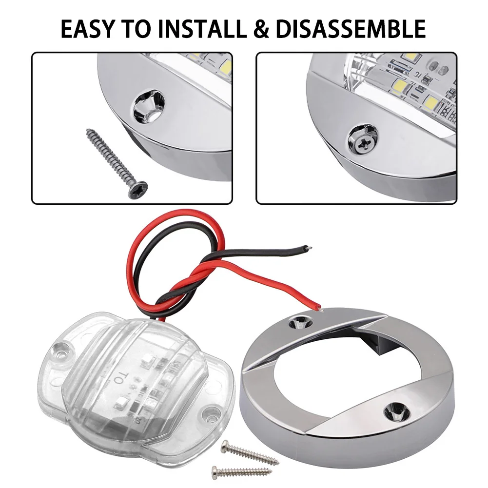 흰색 원형 해양 보트 LED 스턴 라이트, 캐빈 데크 예복 라이트, 방수 12V 보트 인테리어 블루 라이트, 1PC