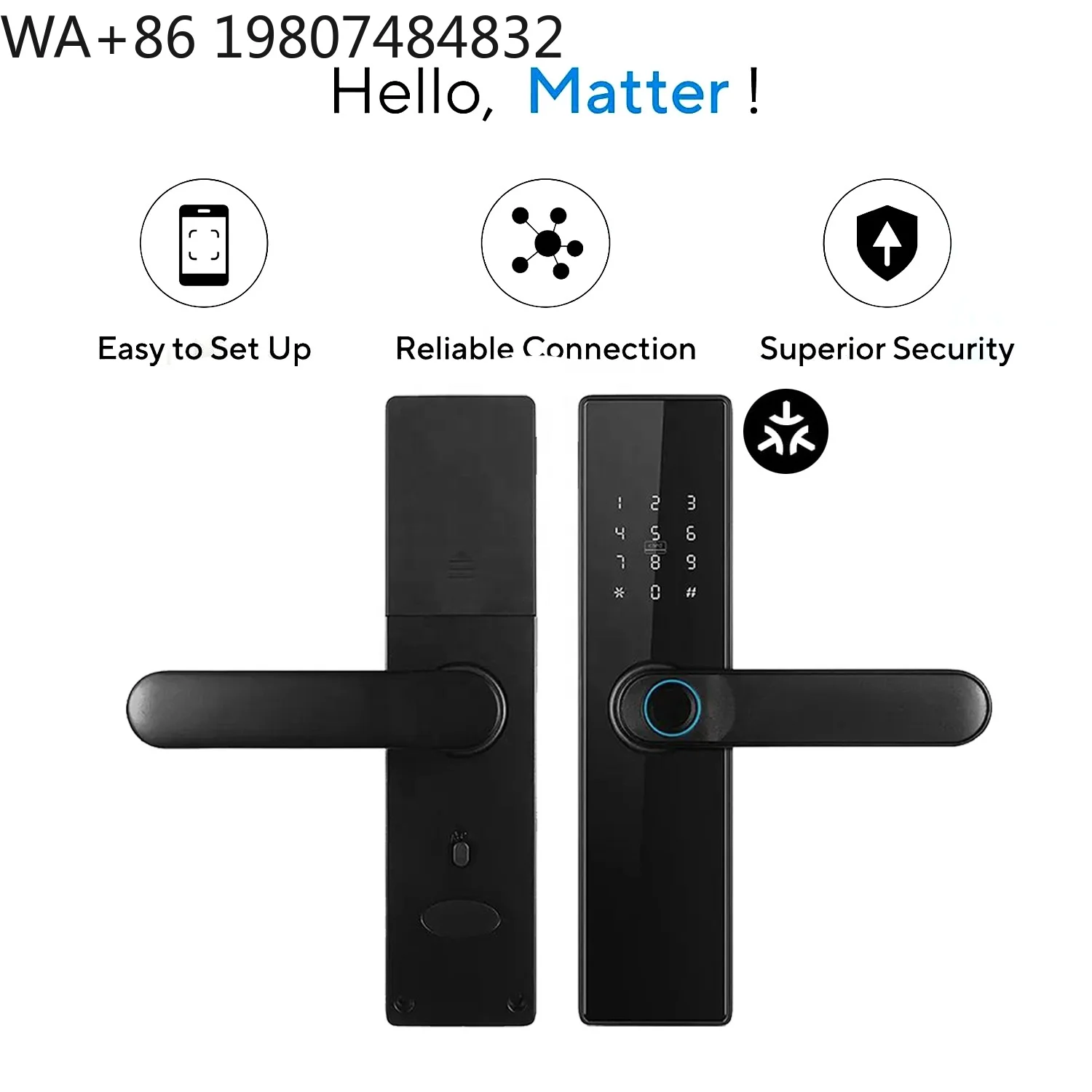 Matter Compatible Outdoor Gate Smart Lock WiFi Voice Control Alexa  Homekit Digital Waterproof Keyless Rim Lock