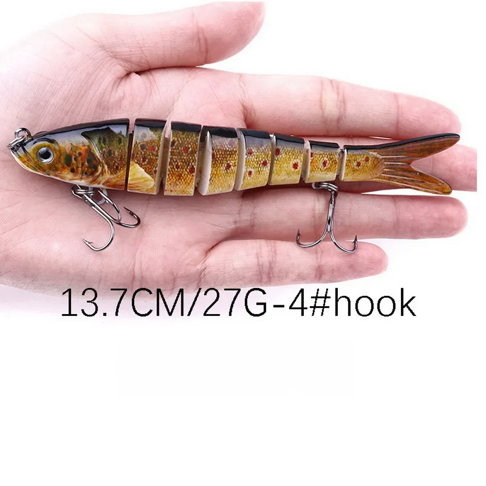 เหยื่อตกปลา Swimbait เหยื่อ Hard เหมือนจริง 137mm 27g Lure Treble Hook Multi Jointed Lures สําหรับปลาเทราท์เบสปลาคาร์พ Fishing Tackle