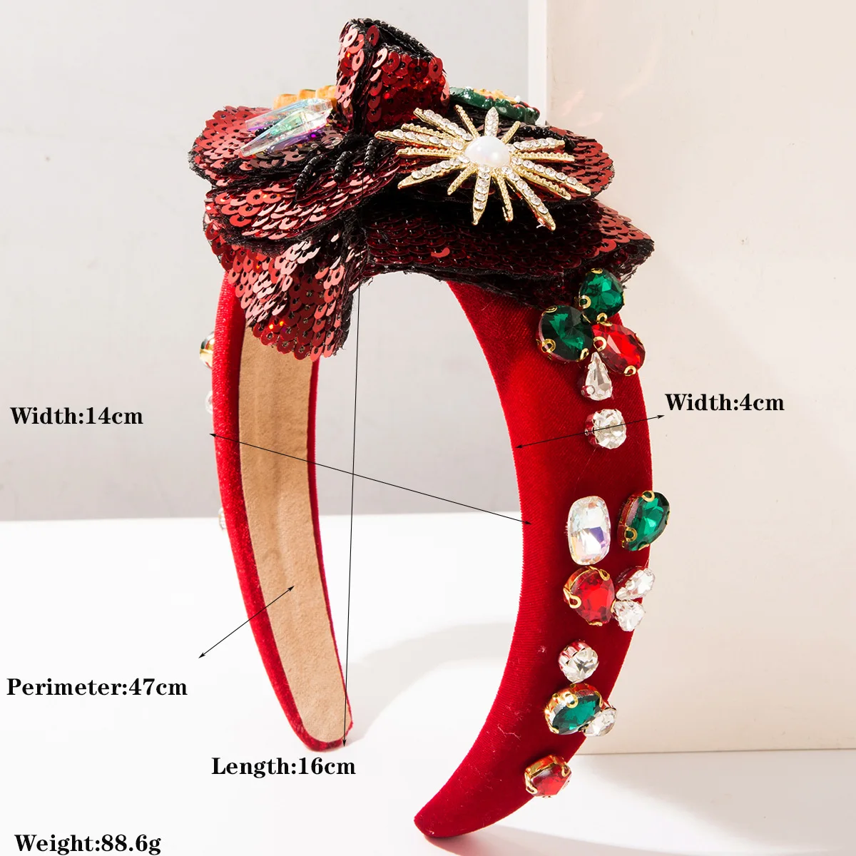 New glass rhinestone hat snowman snowflake bow wide brim headband women's christmas hair accessories