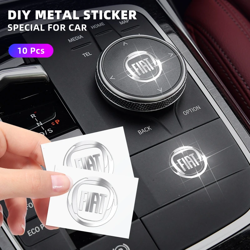 

10pcs 3D Metal Car Interior Decoration Stickers Badges Auto Accessorie For Fiat 500 Abarth Punto Bravo Stilo Panda Car Styling