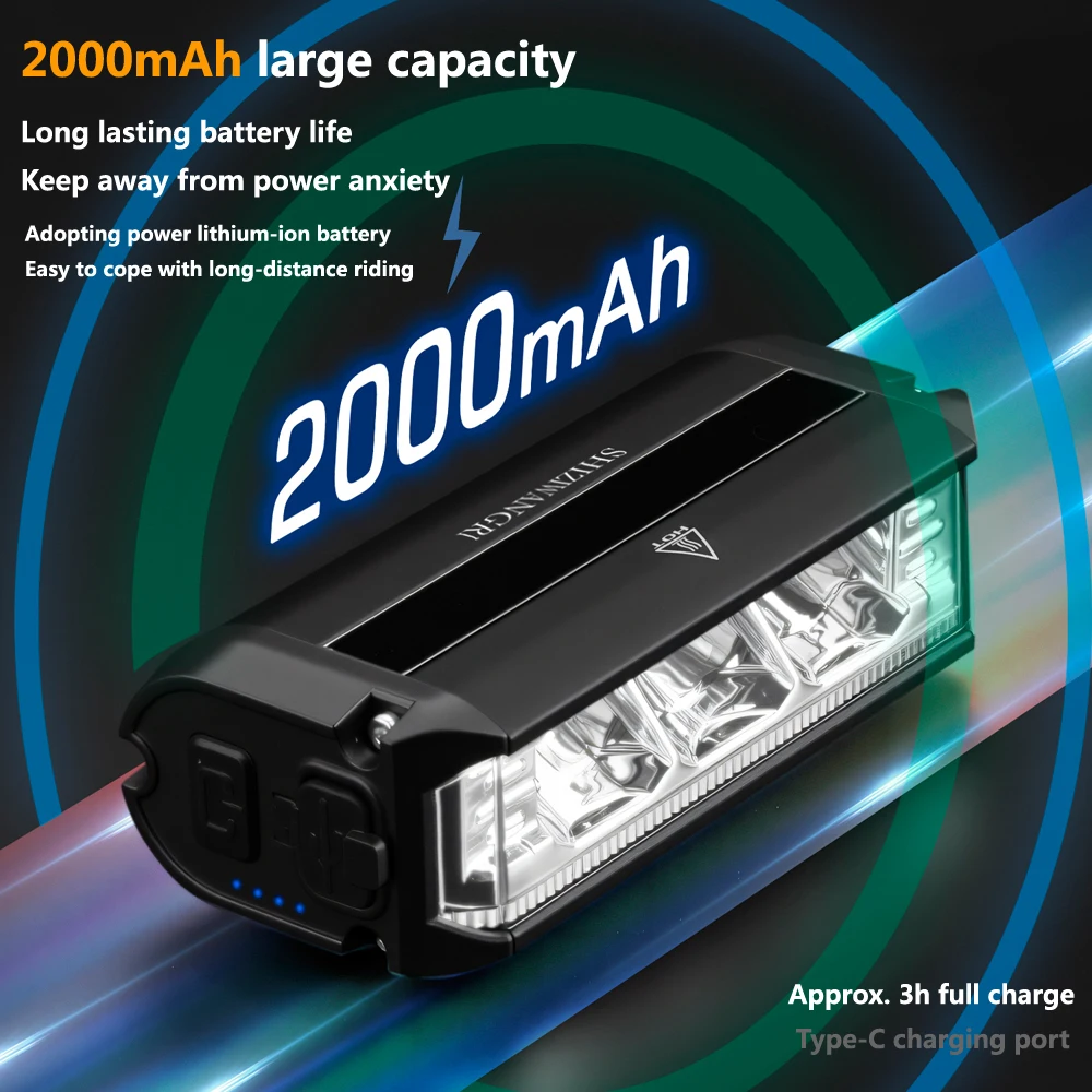 

1800LM Bicycle Lights 2000MAH RechargeableMTB Light Cycling Road Flashlight Outdoor Cycling Accessories for Electric Scooter