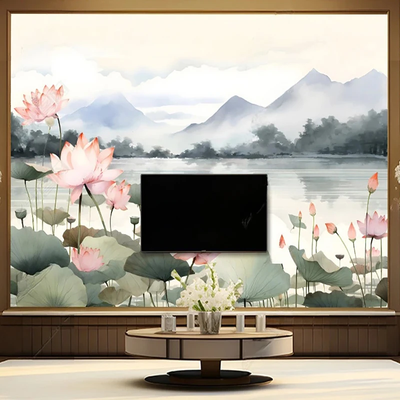 Custom 3D Photo Papel De Parede Chinese Artistic Conception Beautiful Lotus Mural Wallpapers For Living Room Bedroom Home Decor