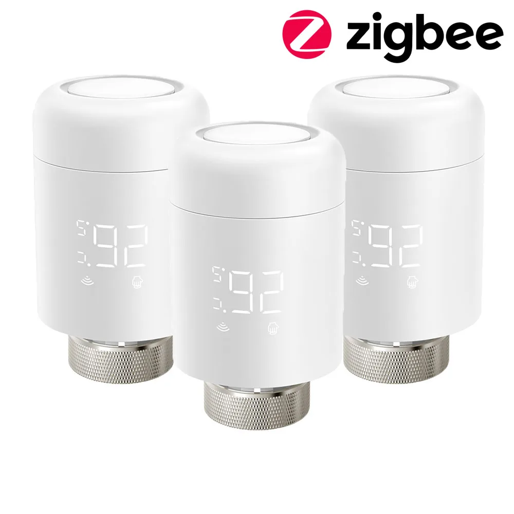 AVATTO Tuya 1-6PCS Zigbee TRV Radiator Actuator Klep Thermostatische Radiatorkraan Temperatuurregelaar Voor Alexa Google thuis