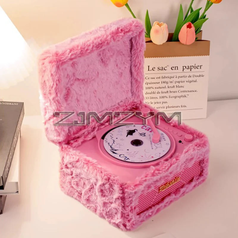 M730 Retro CD Player Plush Pink Album CD Player with Bluetooth Audio Connection Audio Speaker view 2