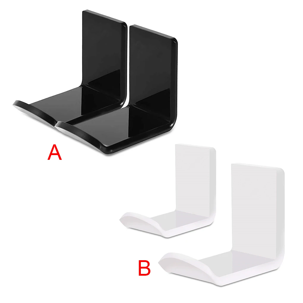 2 Pieces Headset Holder Strong Adhesive Hook Wall Mount Durable Stable Structure Versatility Easy Installation Black