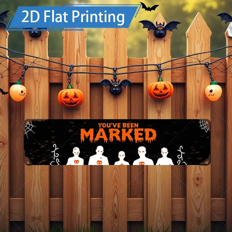 

1 шт. металлическая вывеска, 4x16 дюймов, вывеска на Хэллоуин "You've Been с маркировкой", призраками и летучими мышами для декора двора