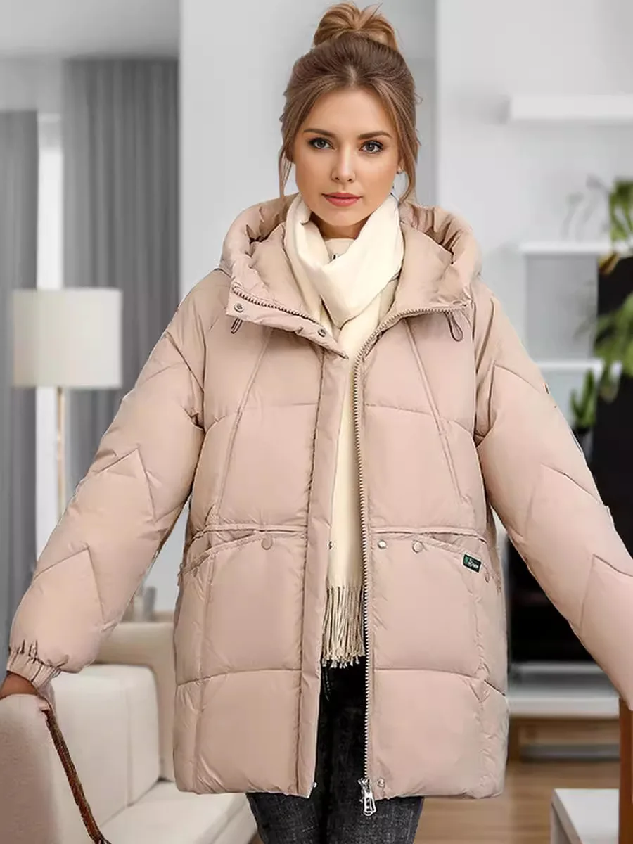 Woman Down Jacket Long Puffer 2024 New Coat Thicken Fashion Warm Thick Fashion Hodded Coat Female Stylish Woman Winter Clothes