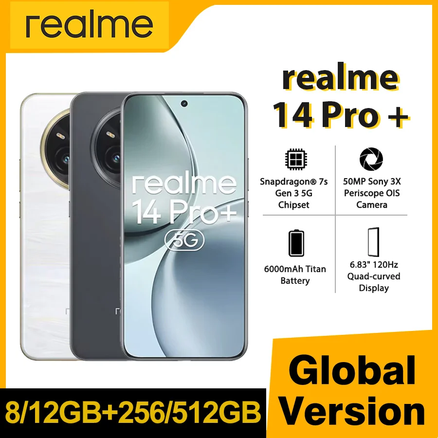 realme 14 Pro Plus Smartphone Snapdragon®7s Gen 3 5G 50MP Sony 3X Periscope Camera 80W SUPERVOOC Charge 6000mAh