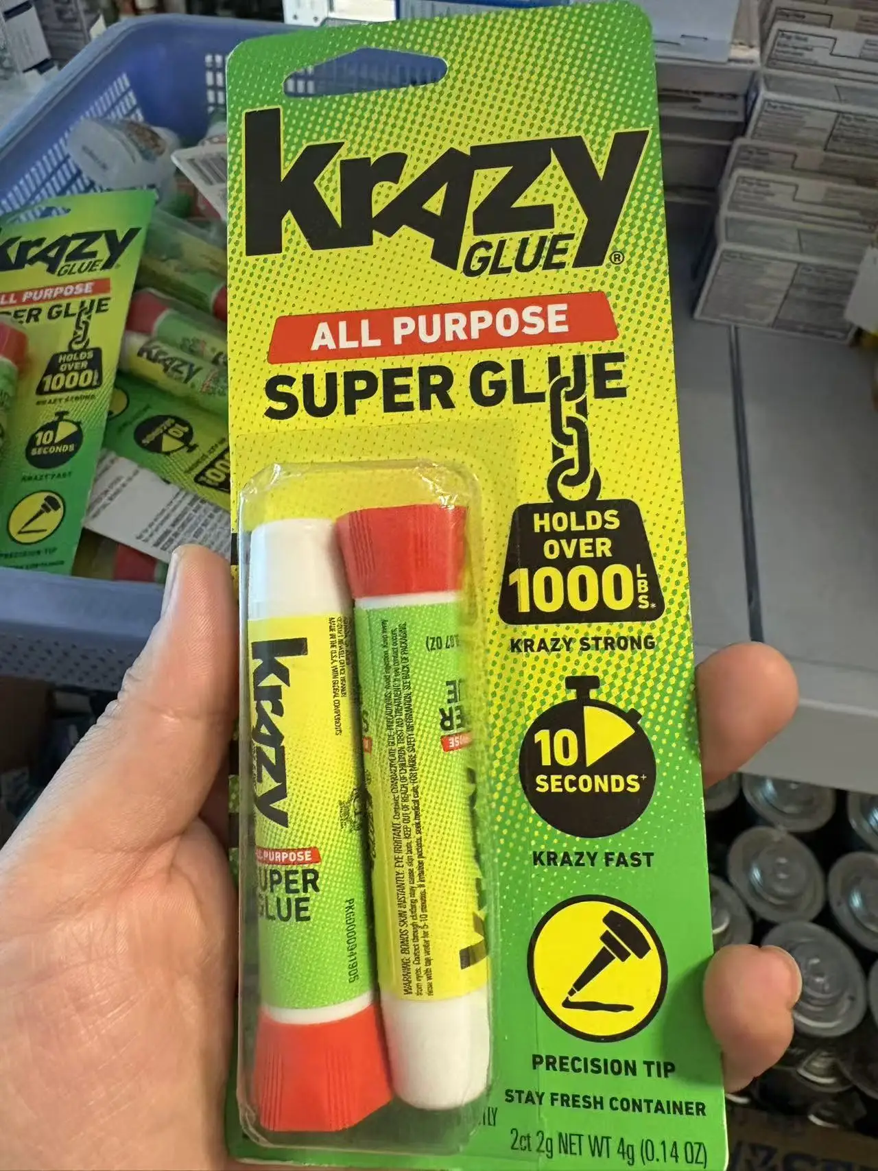 Krazy Glue All Purpose Super Glue 2Pcs Strong Instant Adhesive 10 Seconds Fast Bond Precision Tip for Metal Plastic Wood Ceramic