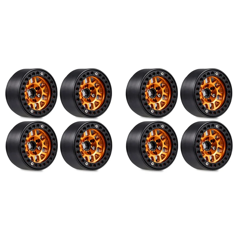 

X18A-8PCS 1.9 Metal Beadlock Wheel Hub Rim For 1/10 RC Crawler Axial SCX10 90046 AXI03007 Traxxas TRX4 Redcat D90,Orange