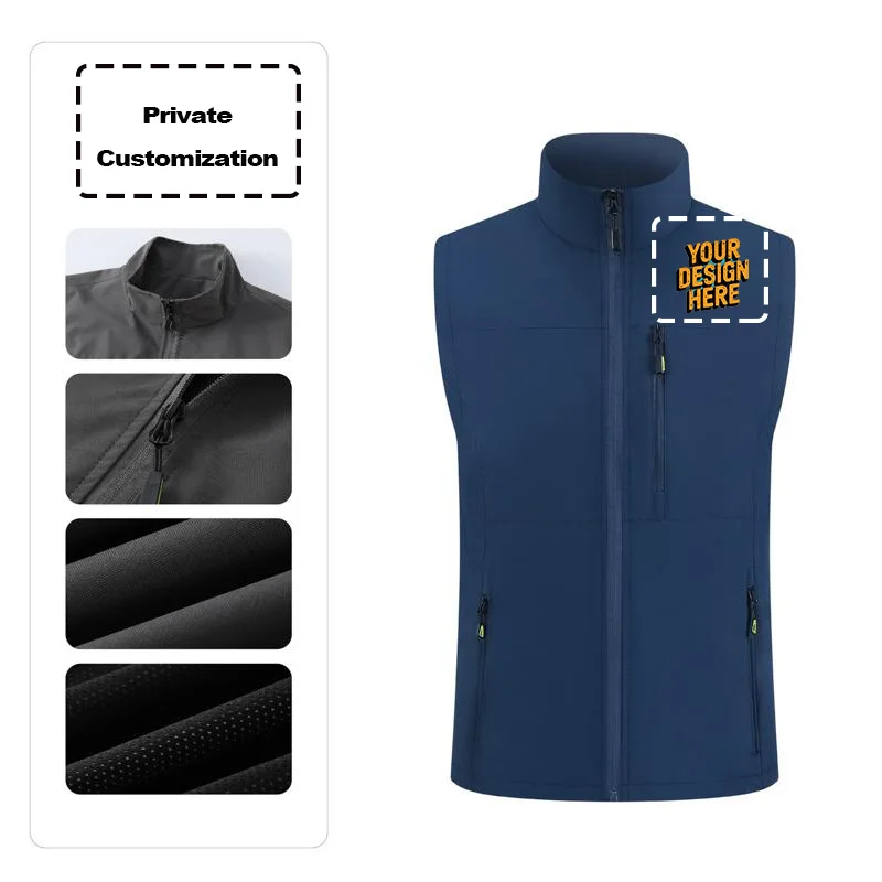 Lightweight 500g Stand Collar Vest  Free Logo Printing T800 Windproof Shell With Plush Thermal Lining For Outdoor Sports