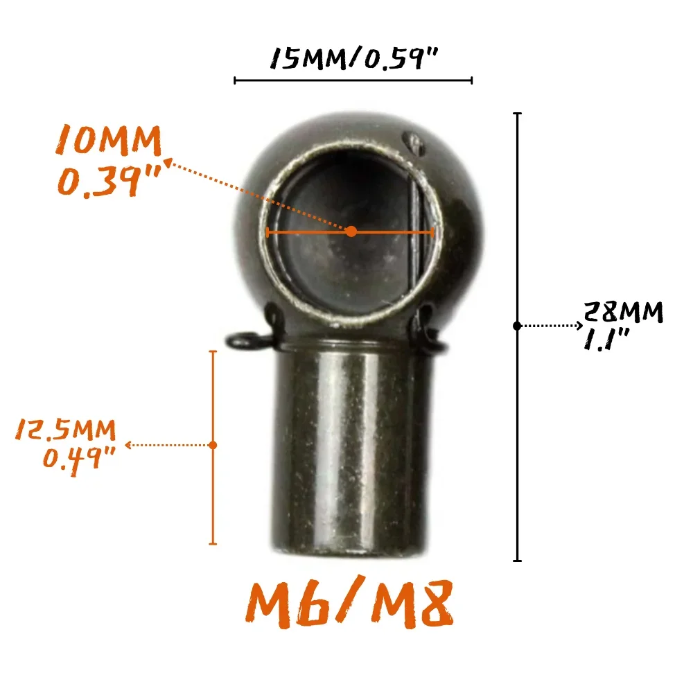 M6/M8 Female Thread 10mm Gas Spring Strut Lift Support Ball Stud Socket Joint Bearing End Fitting Connectors Replacement Qty(4)