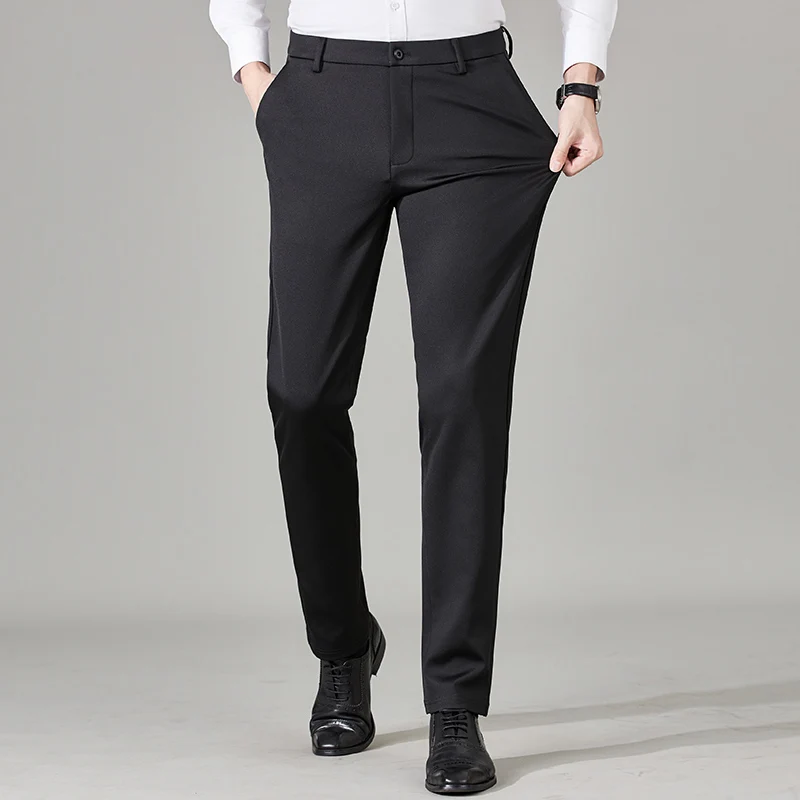 عالية سترتش الشتاء الصوف الدافئة الأعمال السراويل الرجال مرونة الخصر الكلاسيكية العمل مكتب بدلة رسمية بنطلون حجم كبير 29-40 #6