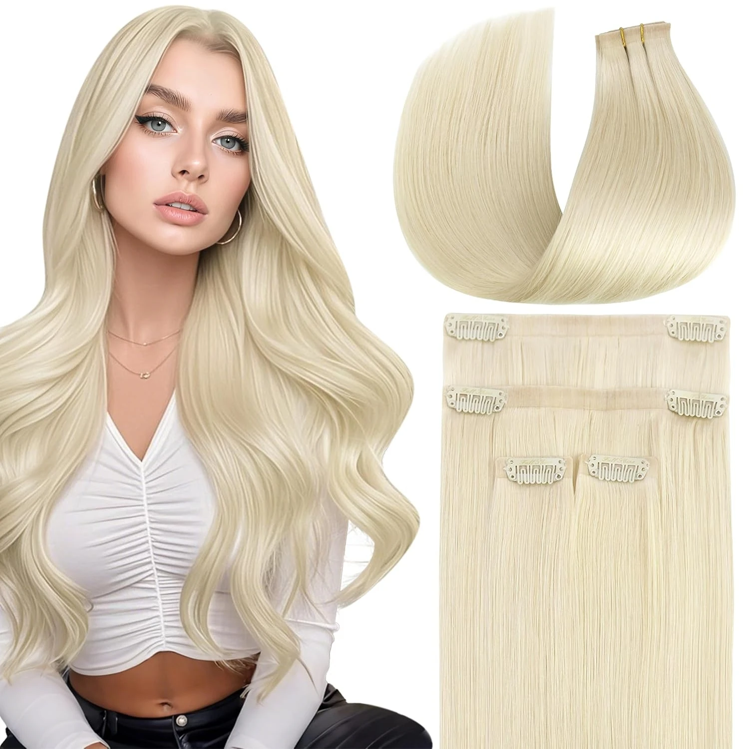 

Полный блеск, 4 шт., бесшовные заколки для наращивания волос, человеческие волосы, уток из искусственной кожи, невидимые наполнители для тонких коротких волос