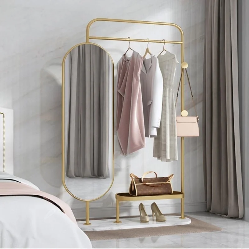 Custom. Nordic Floor Bedroom Hanger Full Body Fitting Dressing Mirror Multi-Functional Coat Rack Storage Pendant Rack