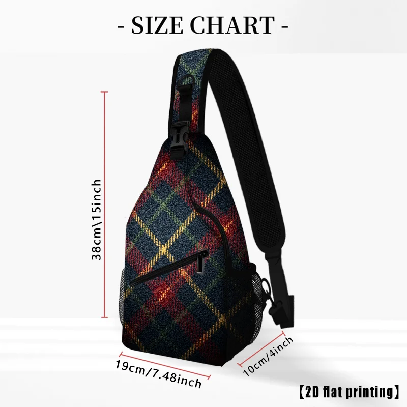 Classic Tartan Hiking Backpack Crossbody Shoulder Bag Single Shoulder Chest Bag Adjustable Shoulder Strap Large Capacity