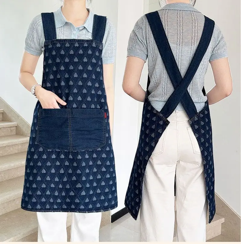 

Universal Washed Denim Apron Home Kitchen Oil Proof Cooking Apron For Catering Sleeveless Work Clothes For Men Women Adult ZI39