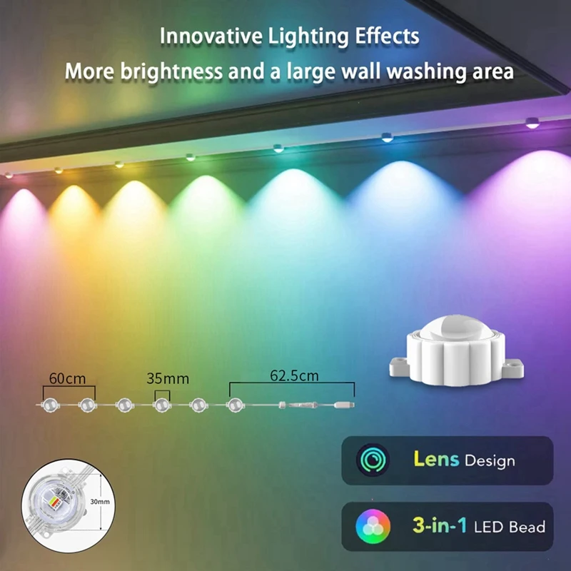 Luces LED permanentes para aleros al aire libre, impermeables, Control por aplicación, luces de cadena RGB para decoraciones navideñas, enchufe europeo-AT64