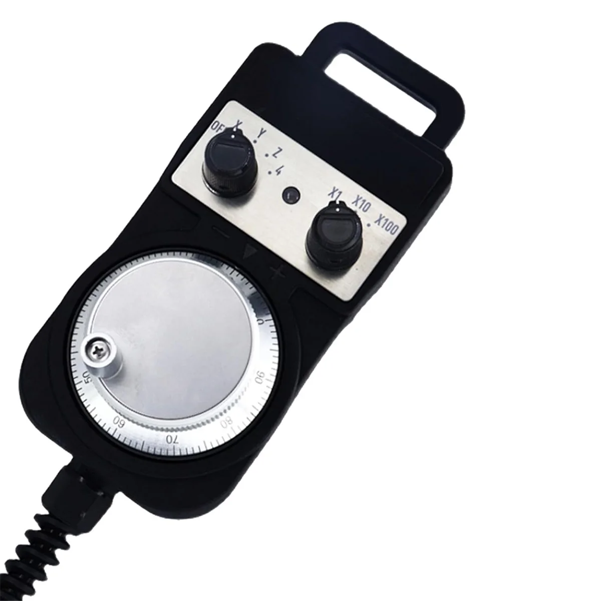 A002 5V CNC Electronic Handwheel, 6 Terminal 100PPR Manual Pulse Generator Hand Wheel Rotary Knob Encoder with Handle 80mm