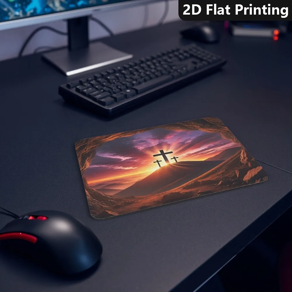 CIFBUY Sunset Religious  Mouse Pad 2D Flat Esports Office Keyboard Pad PC Small Desk Mat for Halloween Christmas Gift