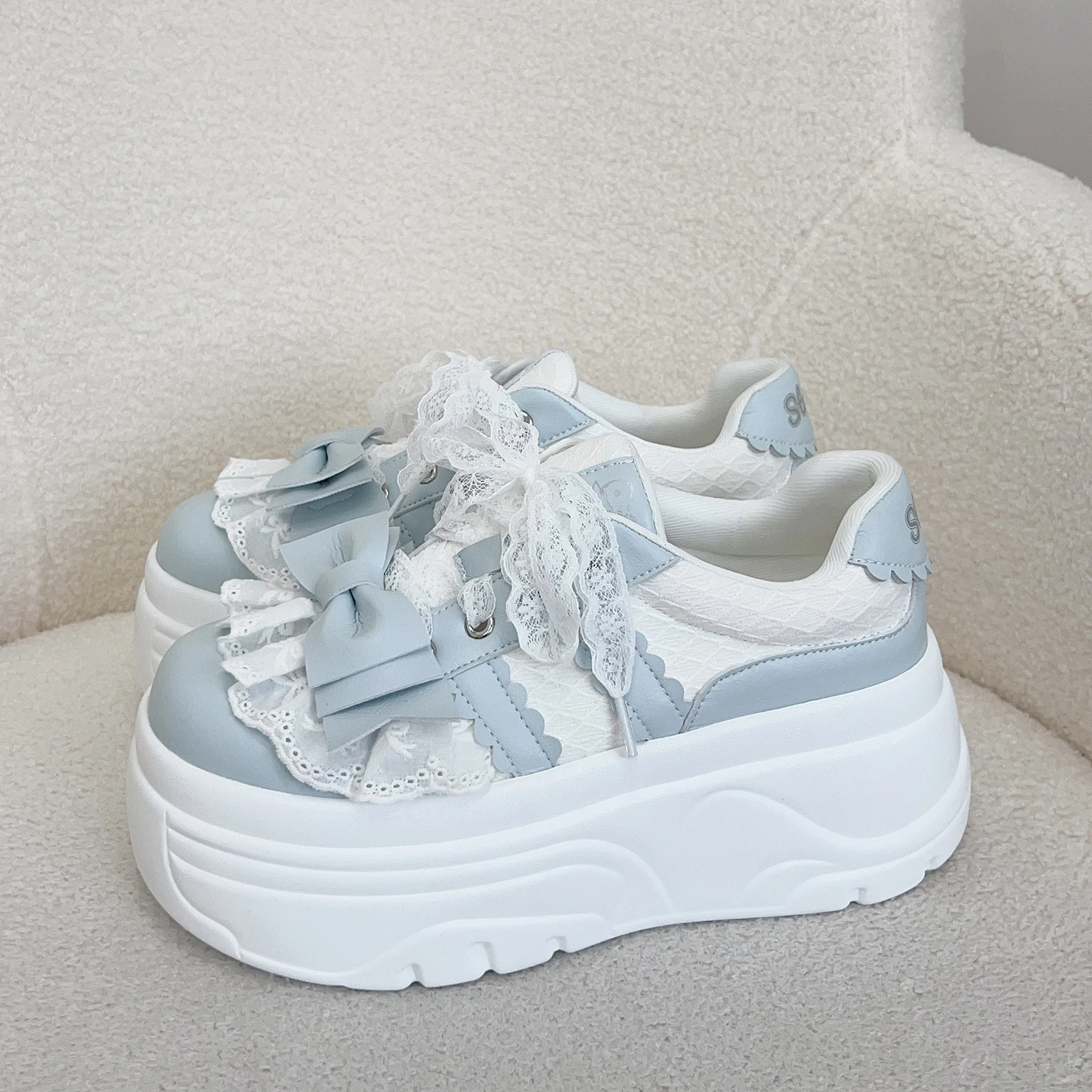 

Туфли Лолиты для торта на толстой подошве Туфли для торта из бисквита Симпатичные туфли с кружевом и кружевом с бантом и высотой Sweet Loli Tea Party Одиночные туфли