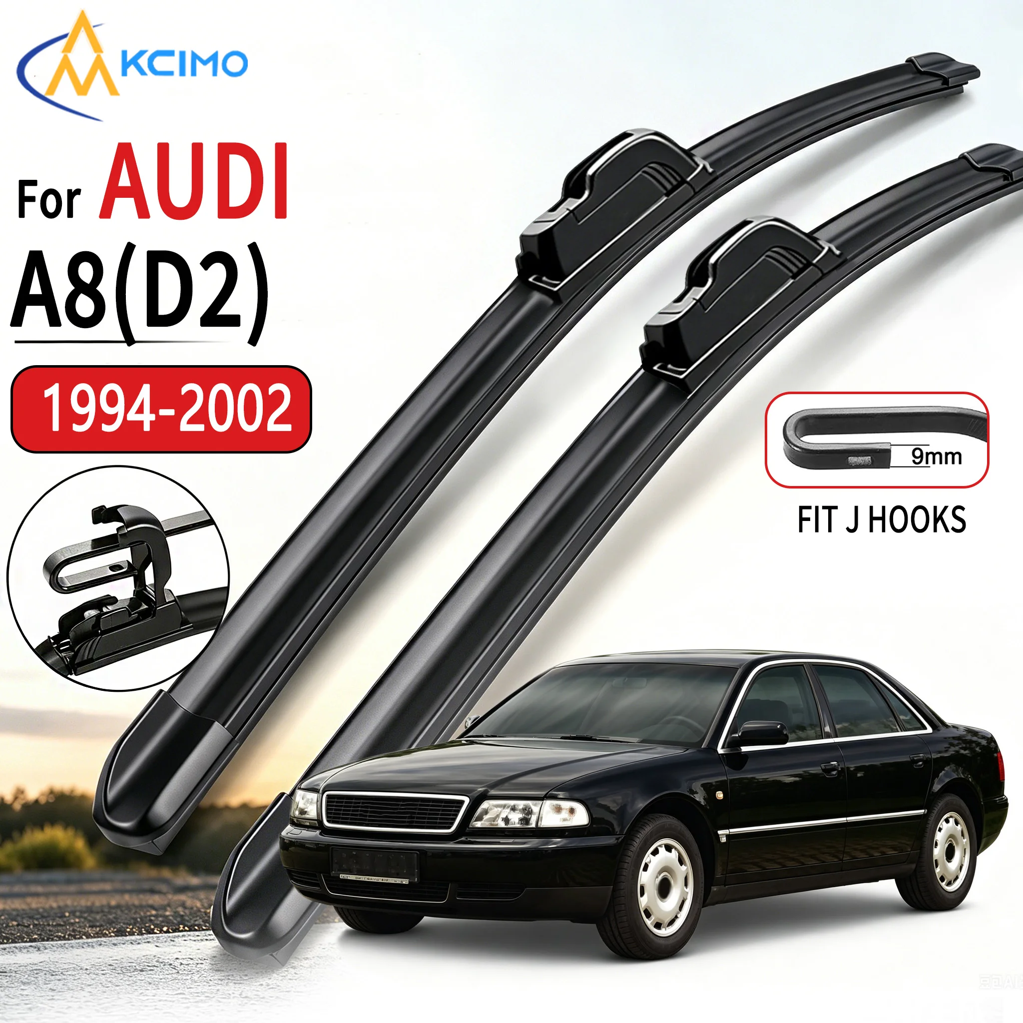 

Vehicle Specific J Hook U Connector Car Wiper Soft Rubber Boneless Wipers Wiping Blades 22"+20" For Audi A8(D2) 1994-2002