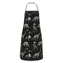 Funny Dinosaur Fossils Apron for Men Women Dino Skeleton Adult Unisex Kitchen Chef Bib Tablier Cuisine Cooking Baking Painting