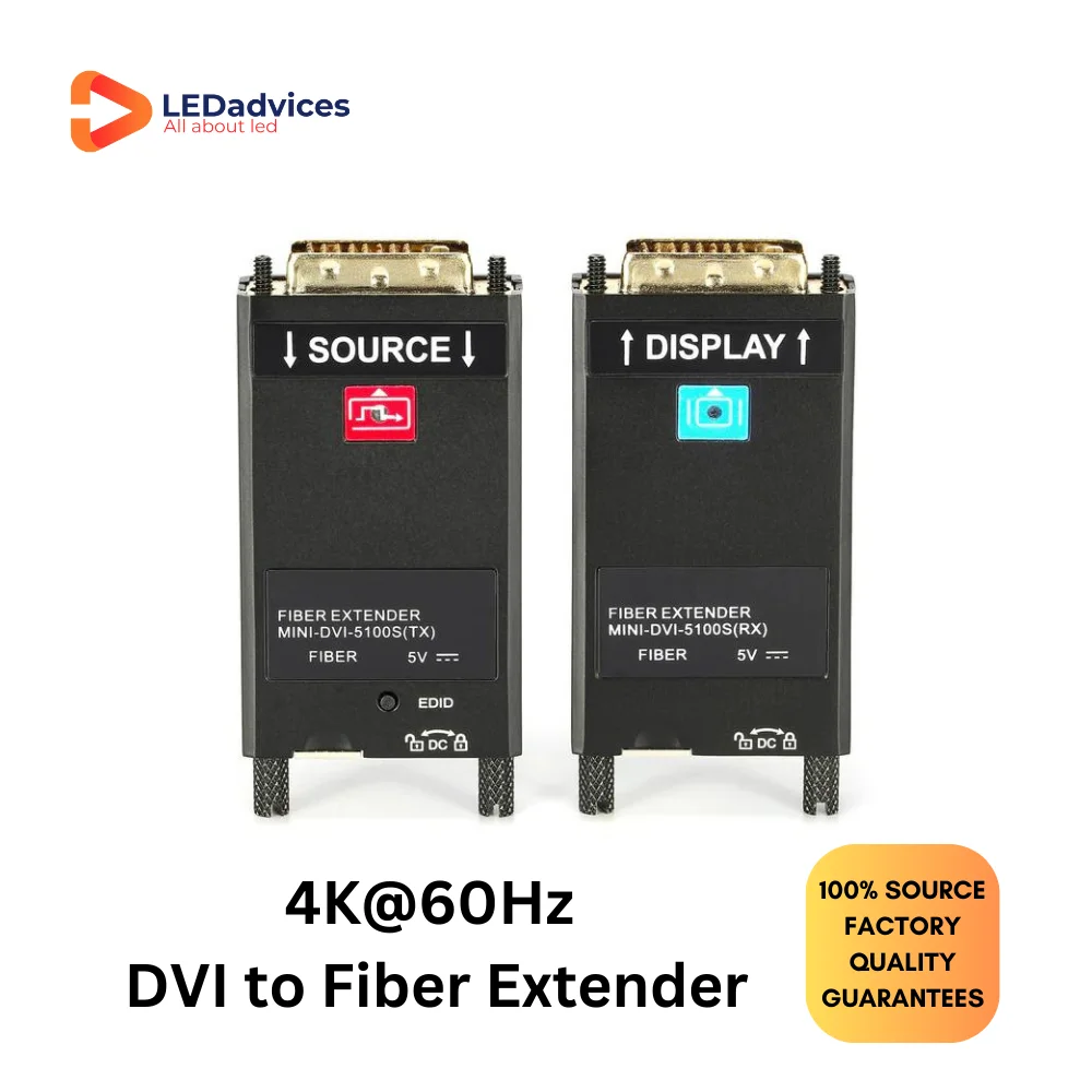 

Mini DVI to Fiber Optic Extender DVI-LC 4K@60Hz Single Mode 10km Multimode 300m 10Gbps EDID LED Display Stage Rental Live TV