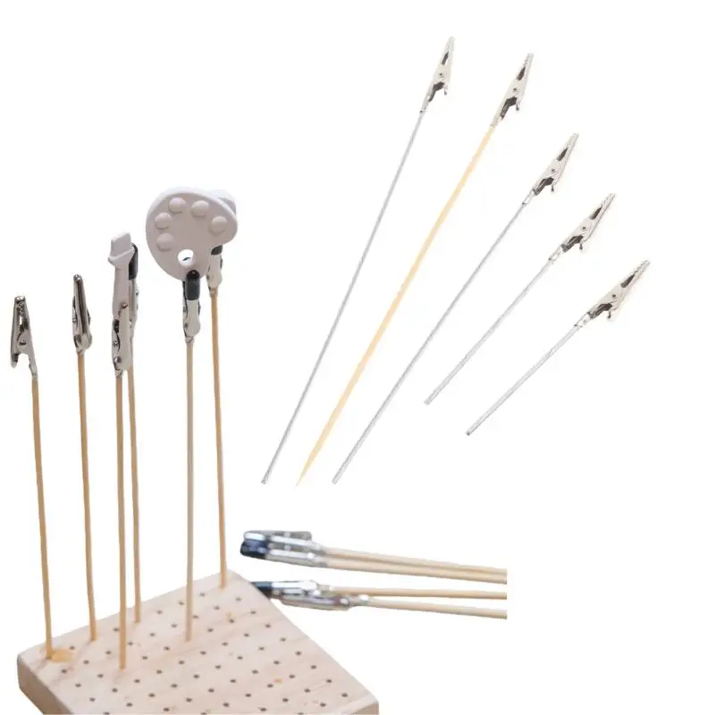 10/20/50Pcs DIY Accessories Wood And Metal Painting Stand Alligator Clip Stick Modeling Tool For Airbrush Model Part