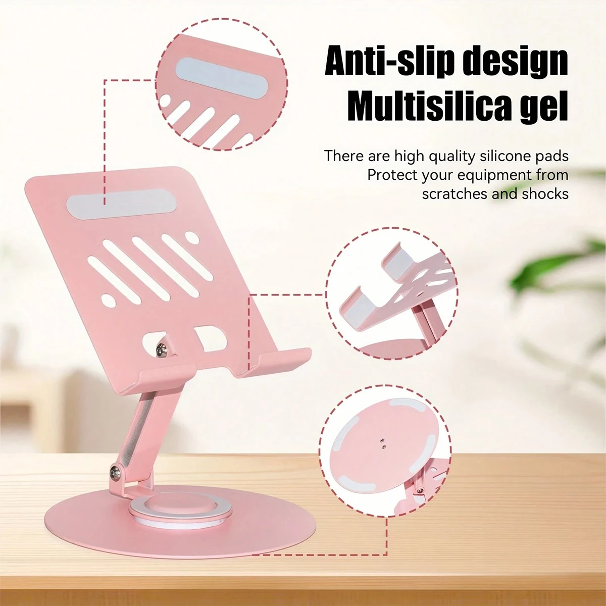 Portable Metal Tablet Stand with Lazy Support 360° Rotation Mobile Phone Holder Adjustable Height And Angle for Live Broadcast