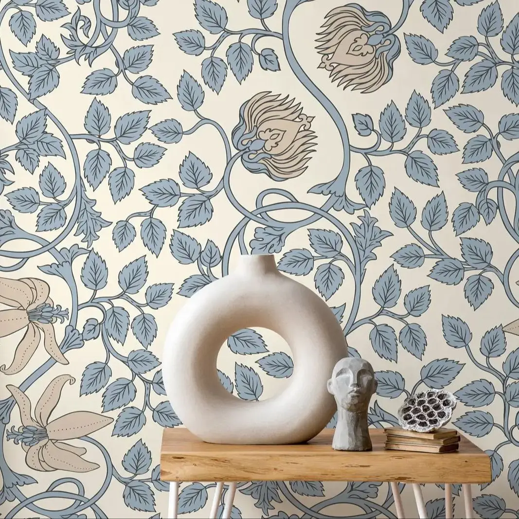 Light Blue William Morris Wallpaper ,Peel and Stick Wallpaper Removable Wallpaper Home Decor Wall Art For Kitchen Wall Paper