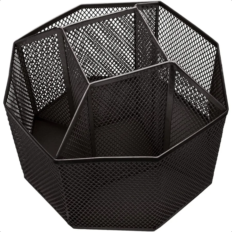 Organizer da scrivania in rete girevole con 5 scomparti Portapenne rotante ordinato per caramelle Portaoggetti per forniture artistiche per ufficio Aula Casa Nero