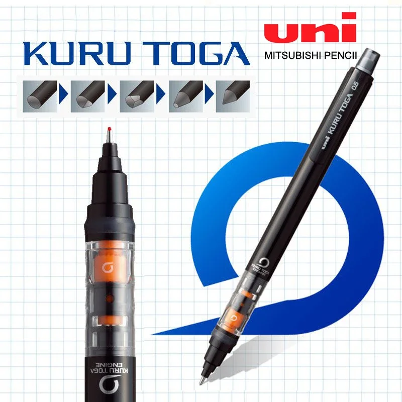 Janpan UNI Kuru Toga Mechanical Pencil M5-452 Drawing Pencil 0.5mm Low Center of Gravity Automatic Rotation School Supplies