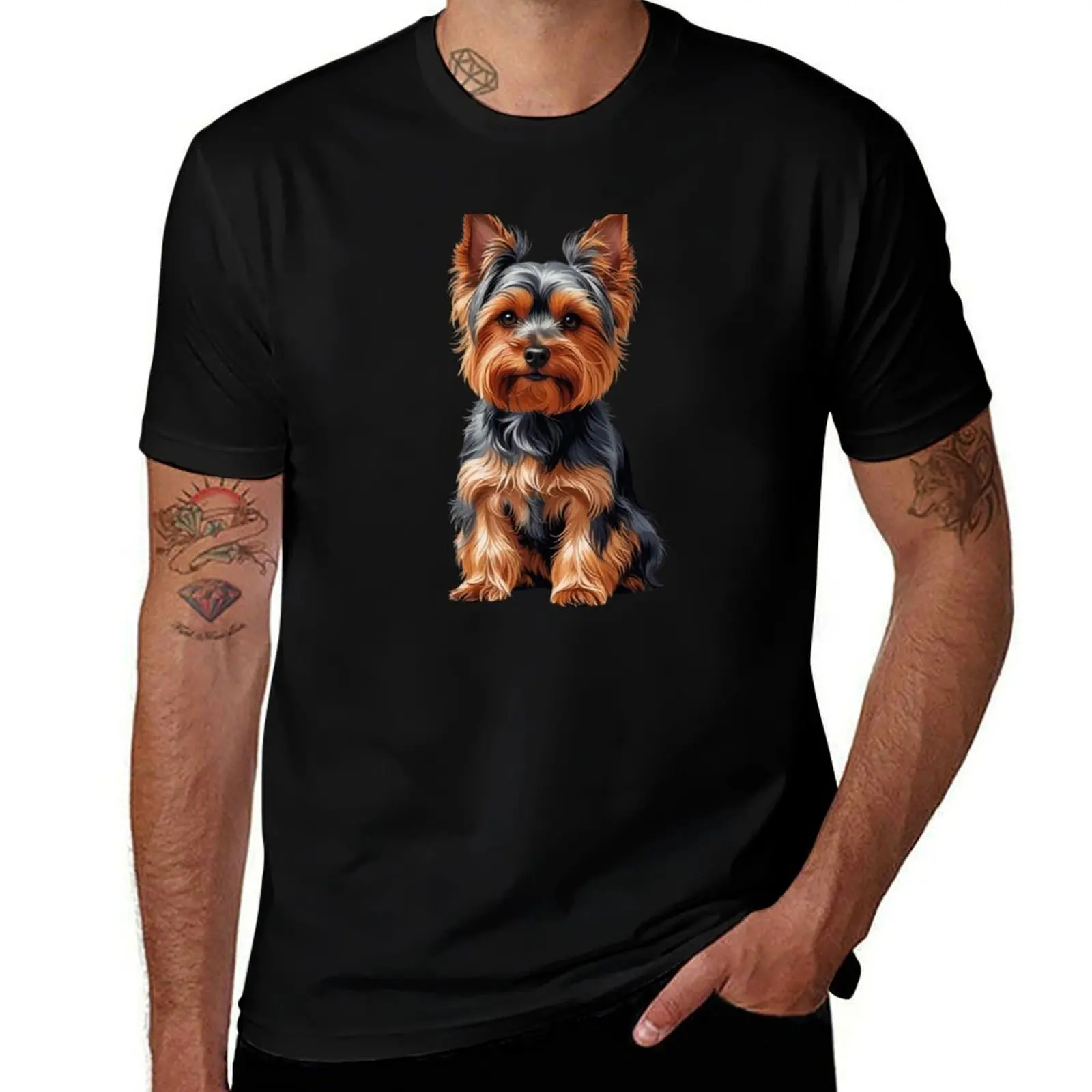 

Yorkshire Terrier Portrait T-Shirt animal prinfor boys vintage clothes sweat basketball graphic tees workout shirts for men