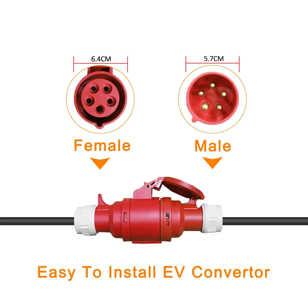 Electric Vehicle Charging Adapter Convert From 11KW to 3.5KW 16A 1P Schuko EU Plug CEE Female 5 Pins For Electric Car Chargers