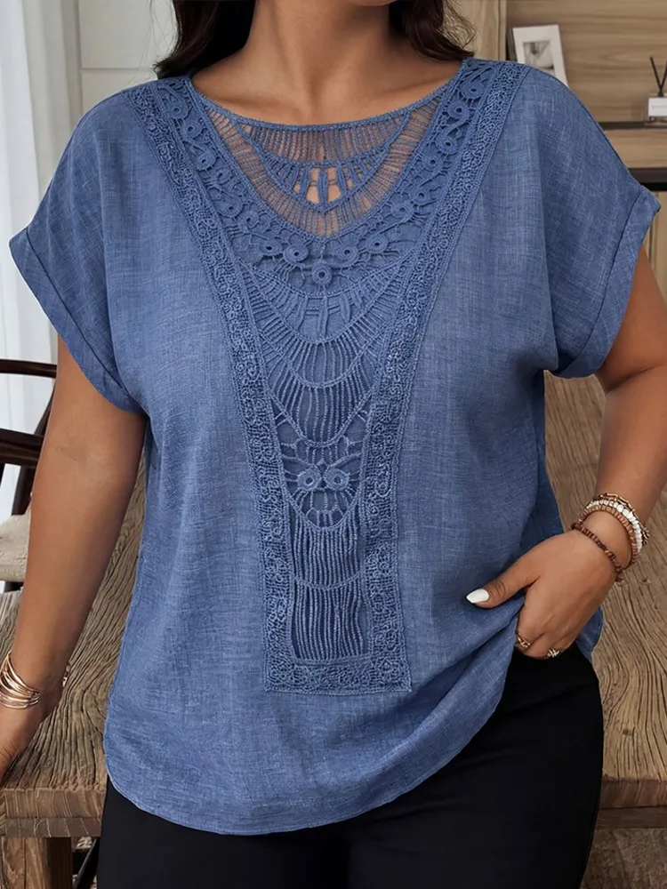 

Women's Plus Size XL-4XL Casual Short Sleeve T-shirt Big Size 3XL Solid Color Blouse Top Women Clothing Oversized Spring Summer