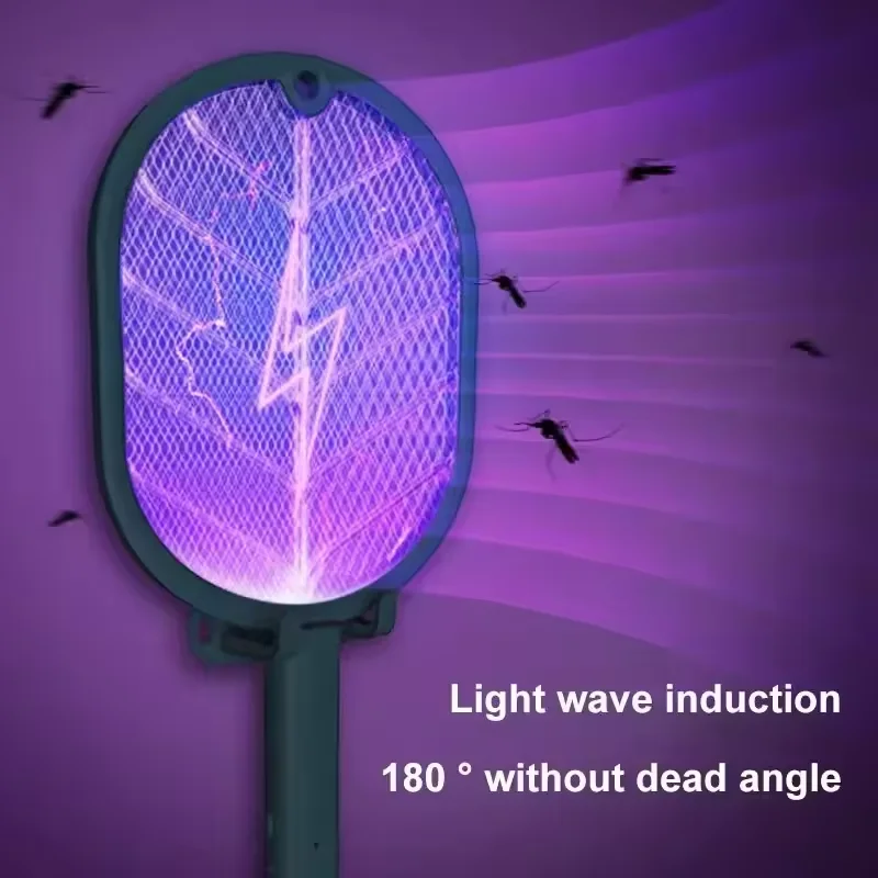 2-in-1 Electric Mosquito Racket Insect Swatter Zapper USB Rechargeable Mosquito Killer Home Safe Mosquito Swatter Fly Bug Zapper