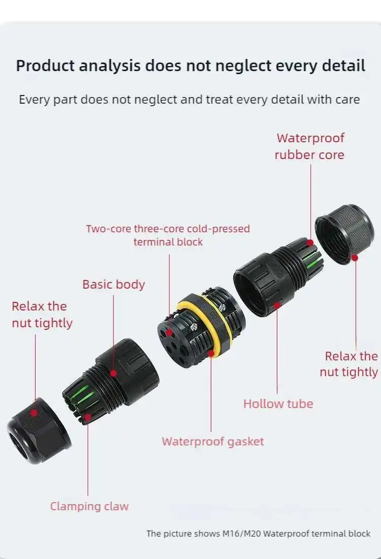 IP68 Wasserdichte Klemmenblöcke Outdoor Regenfeste Drahtverbinder Lötfreie LED-Lampen Elektrische Kabelverbindungen Schnellverbinder – Detail 5