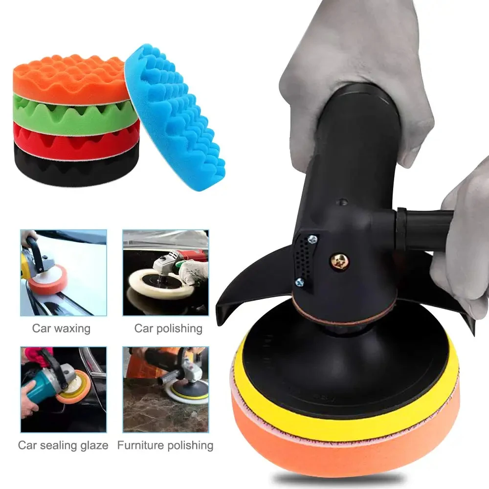 5-8 Pcs 3/4/5/6/7 Inch Car Polishing Sponge Pad Kit Wool Polishing with Backing Plate Drill Adapter for Auto Detailing Repair