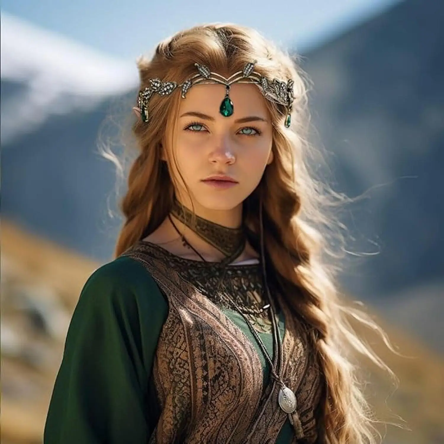 Renaissance Elf Costume Accessories Set with Gloves Crown Ears
