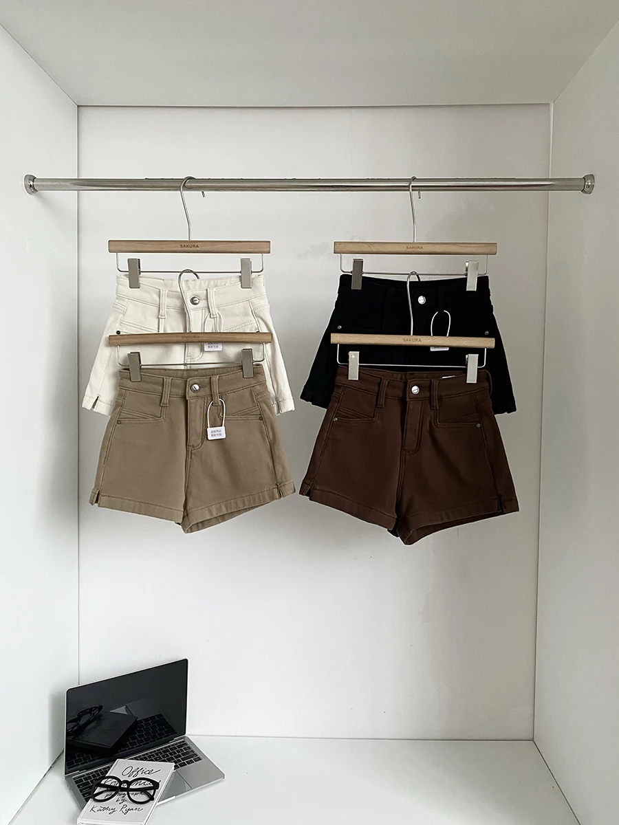 

Retro American High Waist Denim Shorts Women's Spring Summer Slimming Commute Casual Versatile A-Line Wide Leg Pants