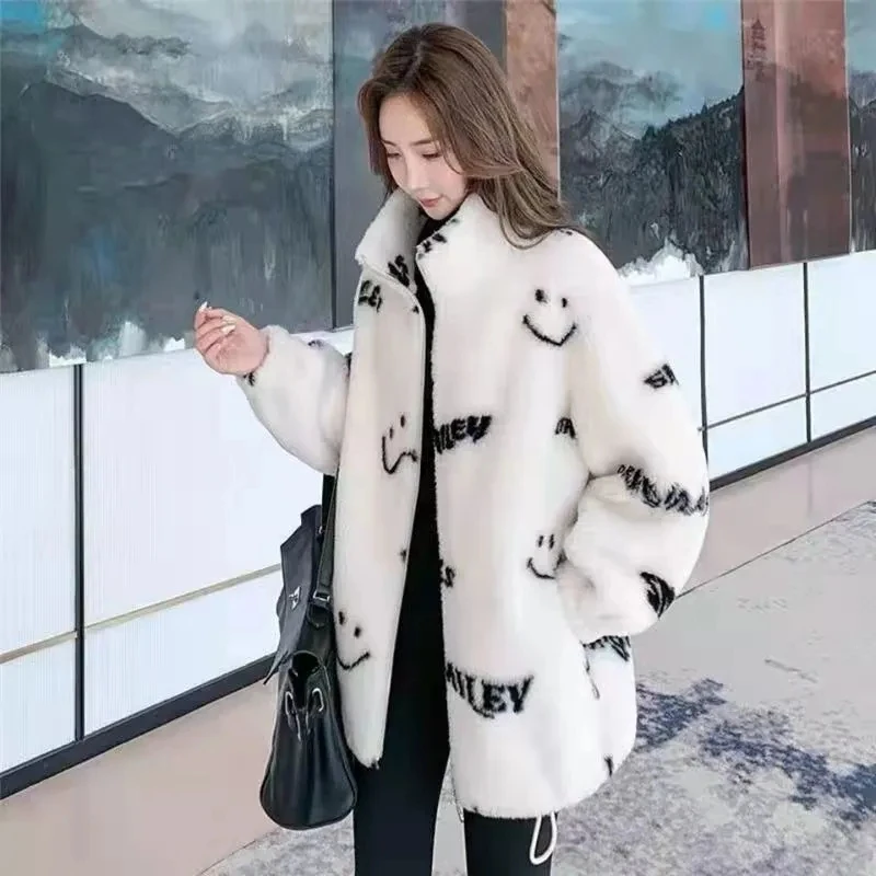 Lamb Fur Coat Women's Autumn And Winter Rex Rabbit Fur Coat Mid-Long Thickened Furry Jacket Couple Hooded Fur Coat Female Outwe
