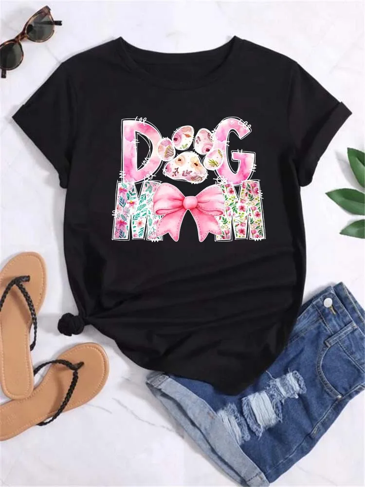 Trend Dog Mama T-shirt da donna stampate Moda Cartoon Stampa grafica T-shirt Abbigliamento Camicia femminile Manica corta T-shirt casual