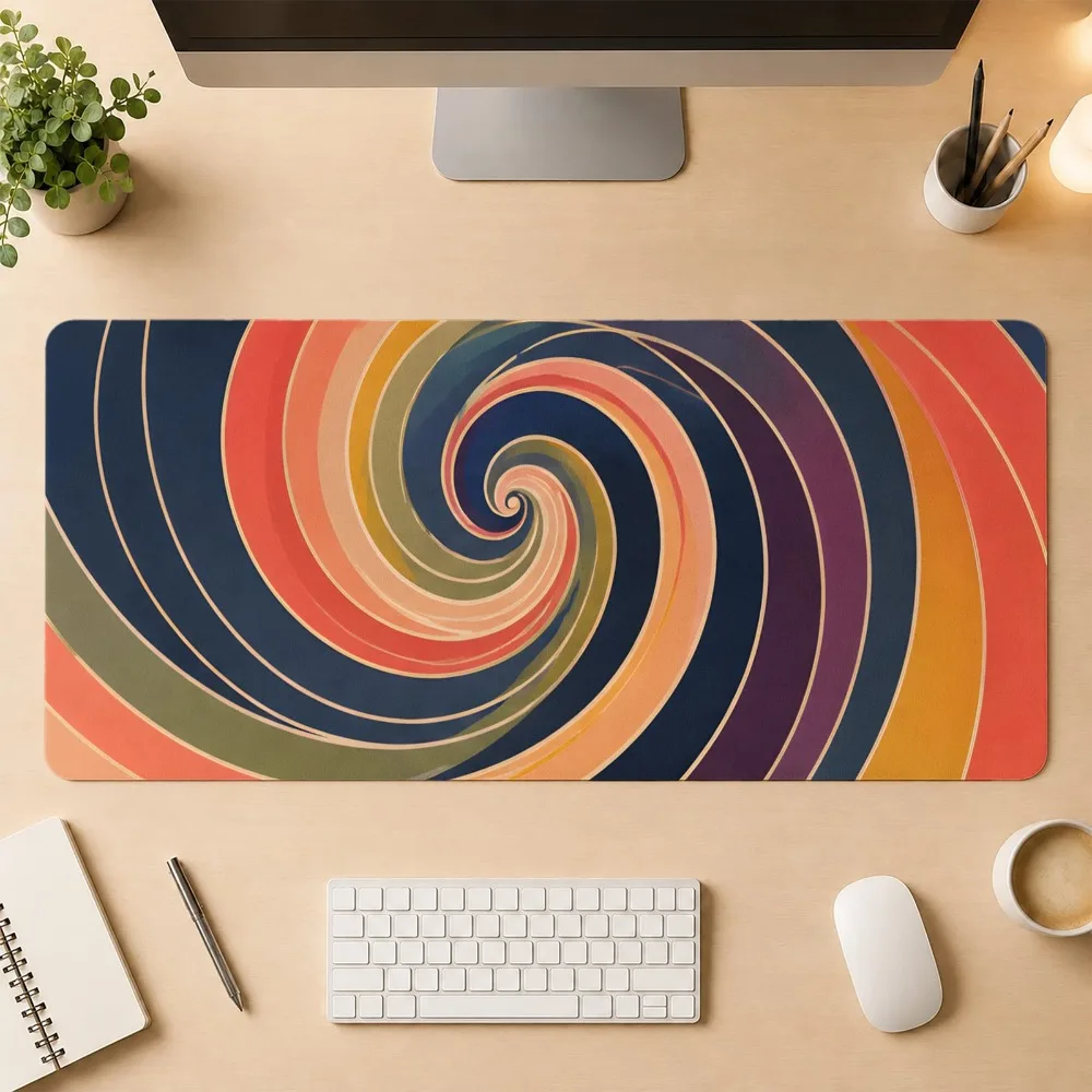 Rainbow deep-toned spiral pattern design, high-quality rubber bottom durable desktop pad, office desk accessory desk accessories