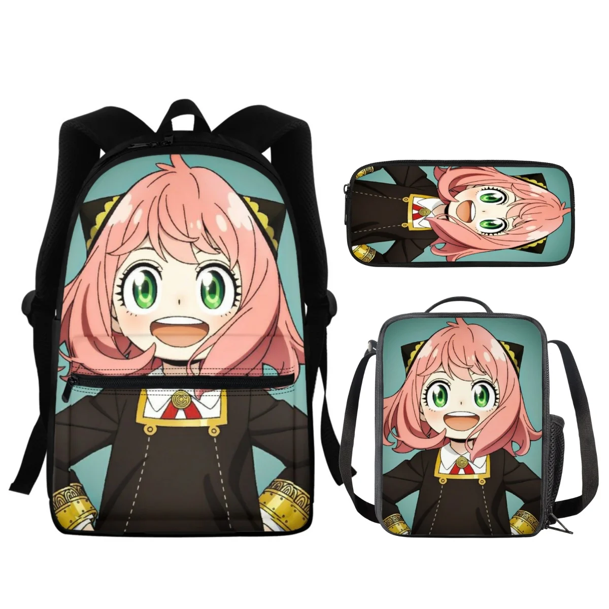 

FORUDESIGNS Anya Anime Schoolbags Students 3Pcs/Set Spy X Family Printing School Pencil Case Cute Backpacks Mountain Climbing