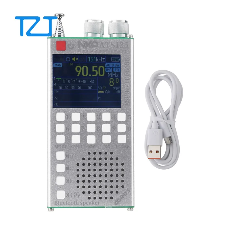 TZT ATS125 High Sensitivity Multifunctional Bluetooth FM Radio TEF6686 Vehicle DSP Tuner with 2.4-inch LCD